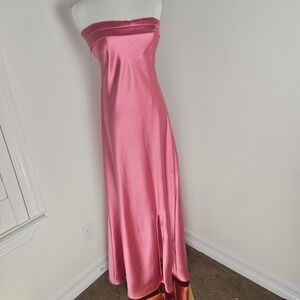 Alter'd State Strapless Satin Maxi Dress Side Slit Formal Evening Size XXL